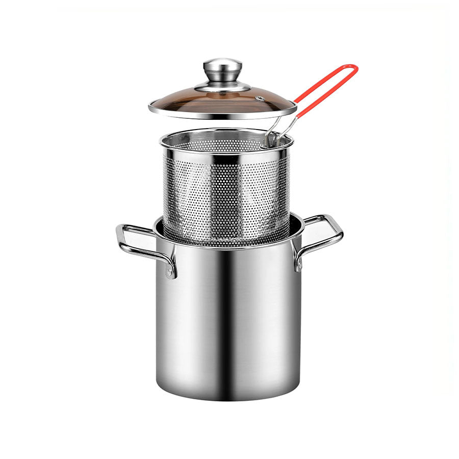 Medium Stainless Steel Fryer with Strainer (16cm / 6.3 inch)